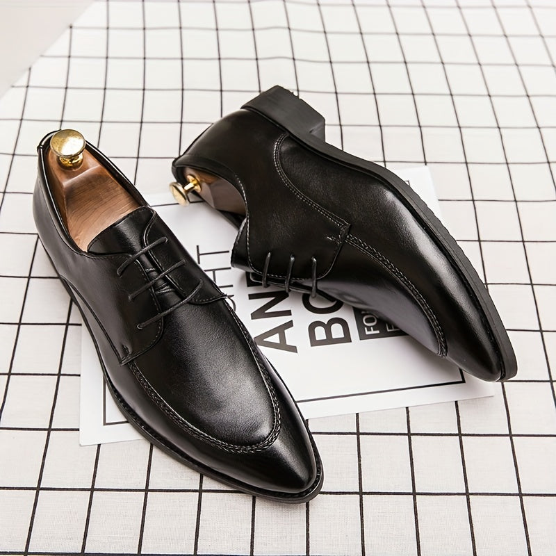 Men's Derby Shoes Lace up Front PU Leather Dress Shoes For Men