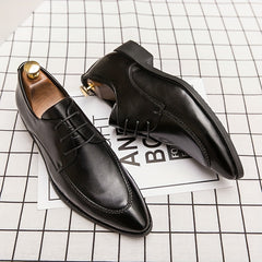 Men's Derby Shoes Lace up Front PU Leather Dress Shoes For Men
