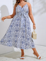 Backless V Neck Cami Dress with Belt