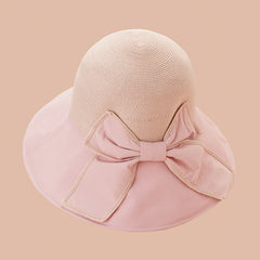 Thin Strap Bow Big Brim Sun Hat for Spring and Summer Outings