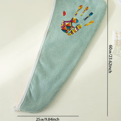 Colorful Palm Pattern Hair Drying Cap Water Absorbent Towel