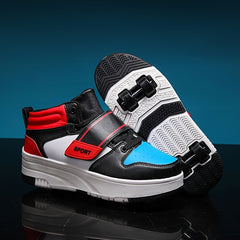 Boy's Roller Shoes - Hook and Loop Fastener Skate Sneakers Kids