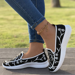 Floral Mesh Walking Shoes Lightweight Breathable Non-Slip