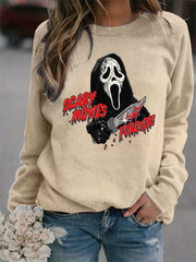 Scary Movies Print Crew Neck Sweatshirt