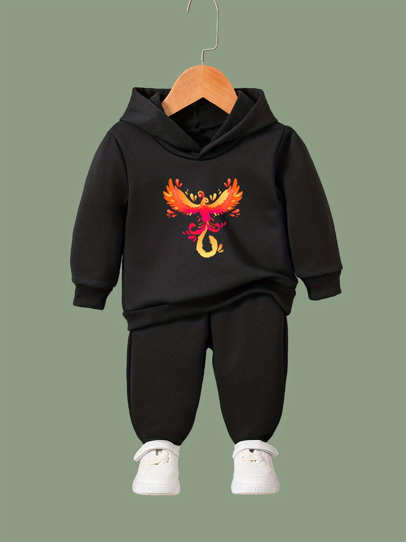 Phoenix Print 2pcs Girls Sports Outfits - Spring/Fall Outdoor Gift