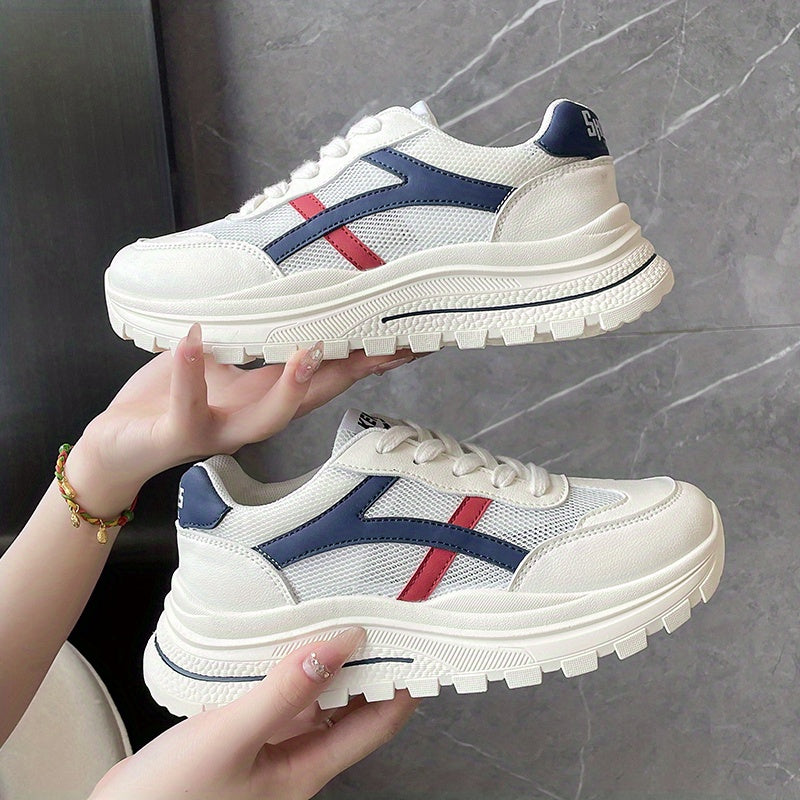 Women's Mesh Chunky Sneakers Breathable Lace Up Low Sports Shoes