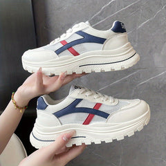 Women's Mesh Chunky Sneakers Breathable Lace Up Low Sports Shoes
