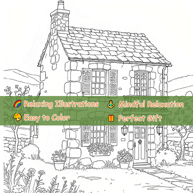 Adult Coloring Book Village Theme 22 Pages 20x20cm