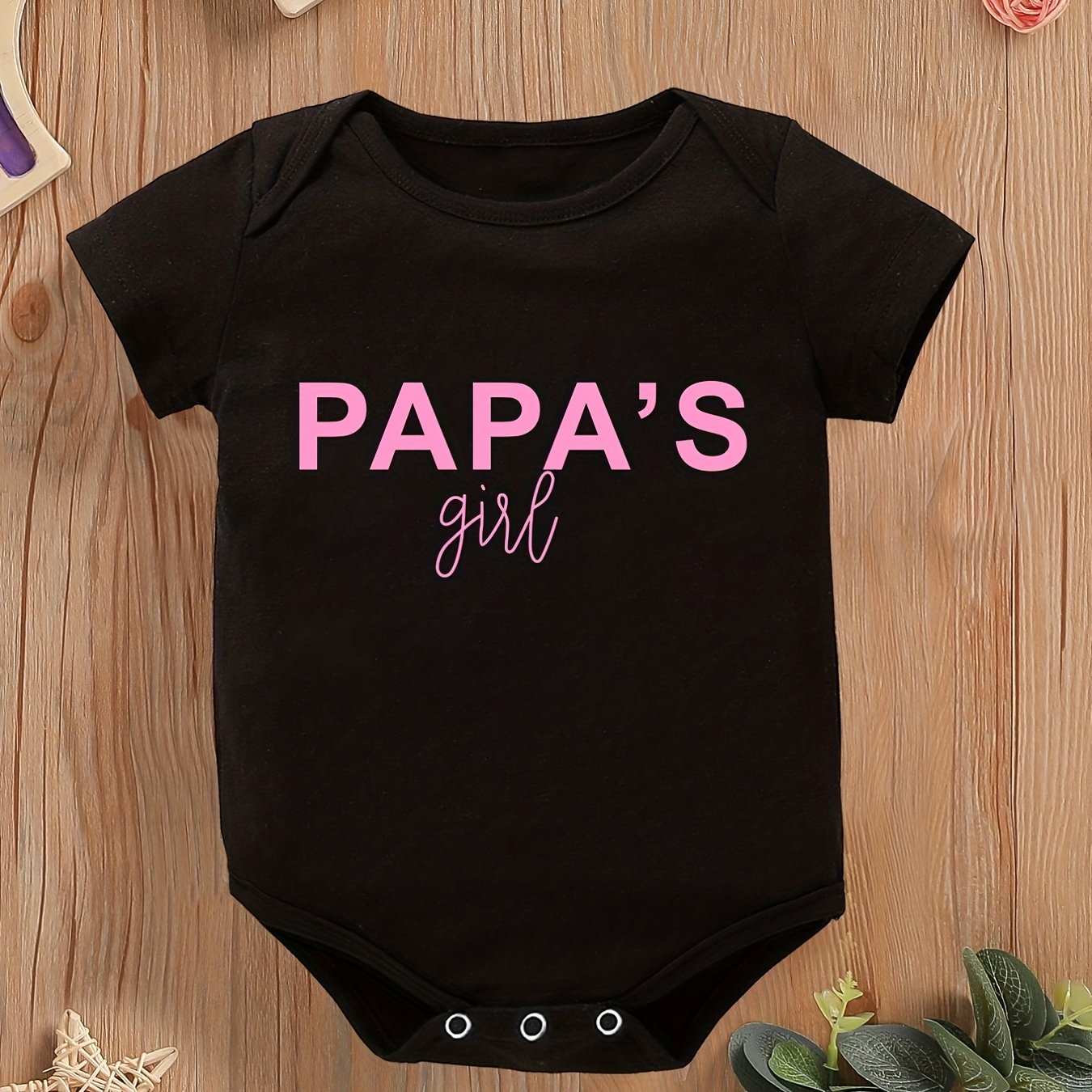 Baby Girls Casual Papa's Girl Short Sleeve Onesie Clothes