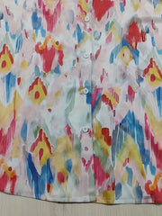 Painting Print Button Up Long Sleeve Top