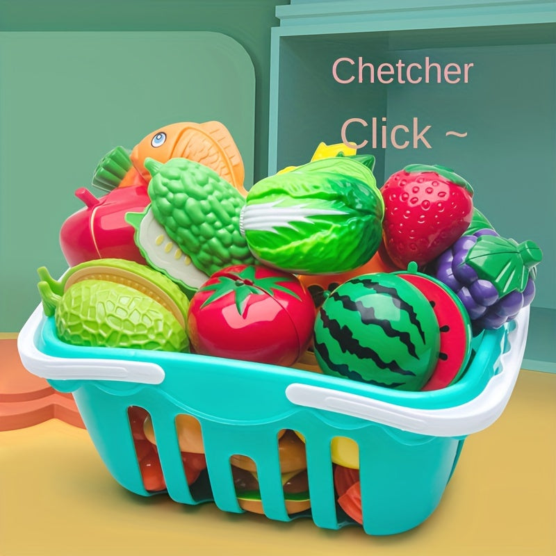 35pcs Kitchen Toy Set Fruit Vegetable Accessories Shopping Basket