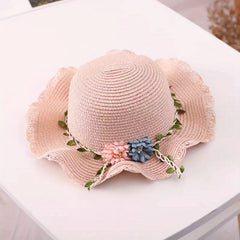 Kids' Straw Sun Hat & Bag Set Floral Lace Trim Beach Hat Summer Outdoor Hat