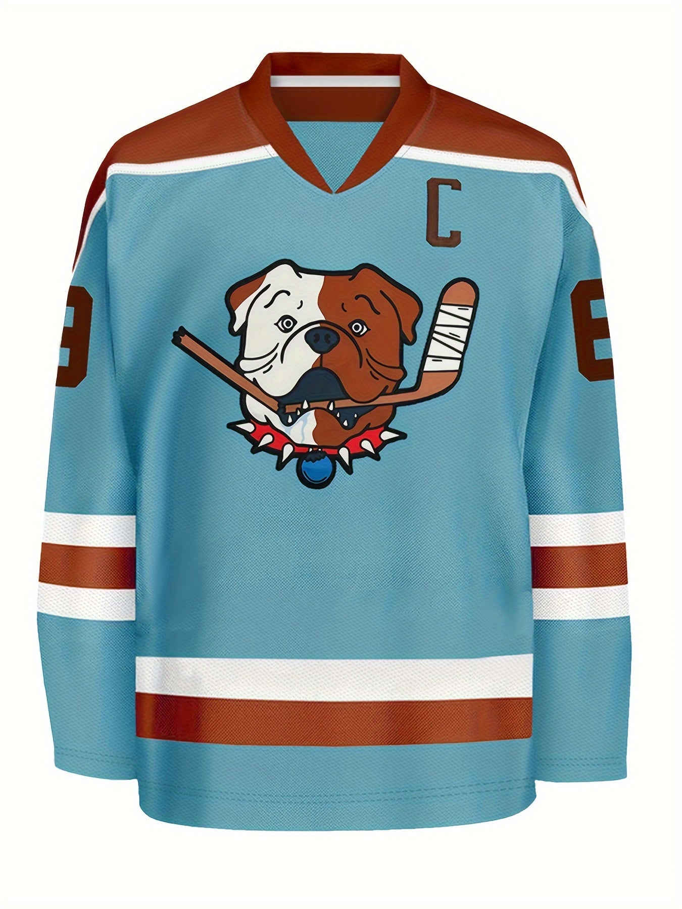 Men's Dog Print Ice Hockey Jersey 69