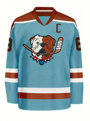 Men's Dog Print Ice Hockey Jersey 69