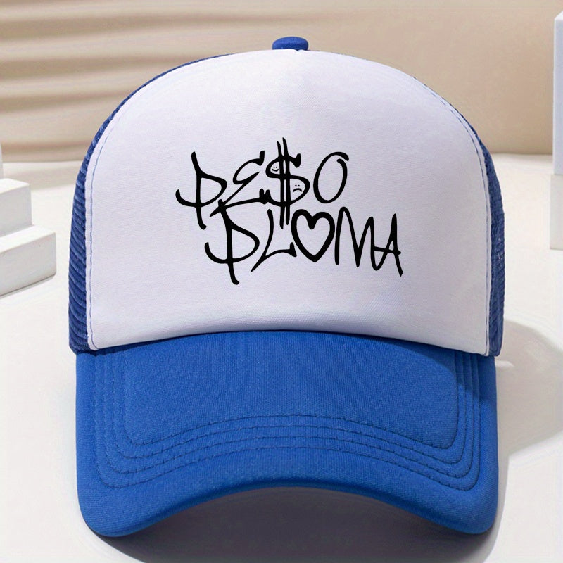 Gothic Letter Print Trucker Hat Mesh Baseball Cap