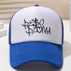 Gothic Letter Print Trucker Hat Mesh Baseball Cap