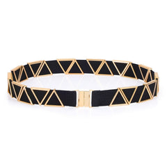 Women's High Waist Elastic Stretch Belt Vintage Metal Buckle Dress Belts
