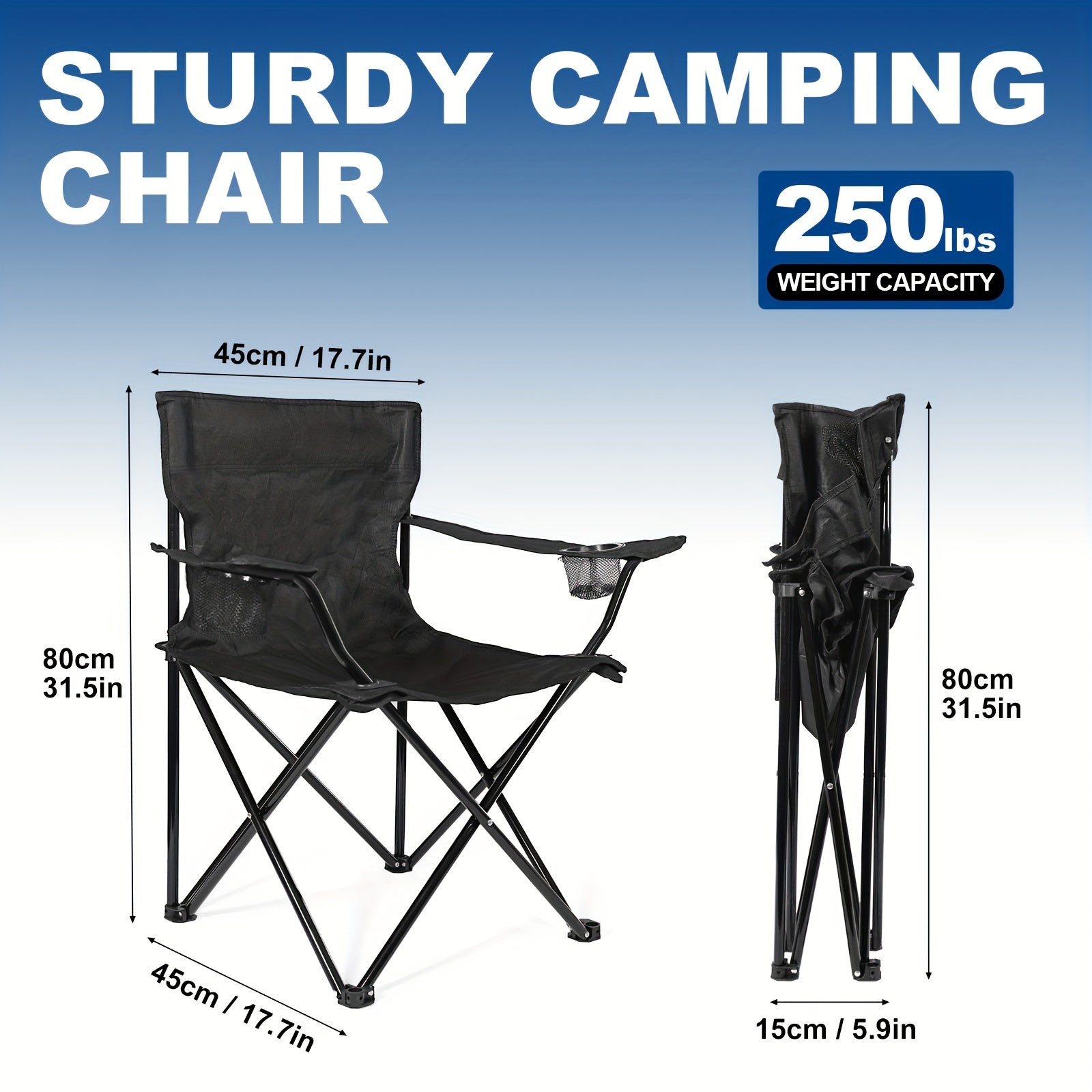 2pcs Portable Compact Chair for Outdoor Camping and Picnic