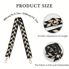 Geometric Pattern Bag Strap Wide Shoulder Replacement