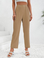 Ruched Wide Leg Pants High Waist Solid Work Office Pants