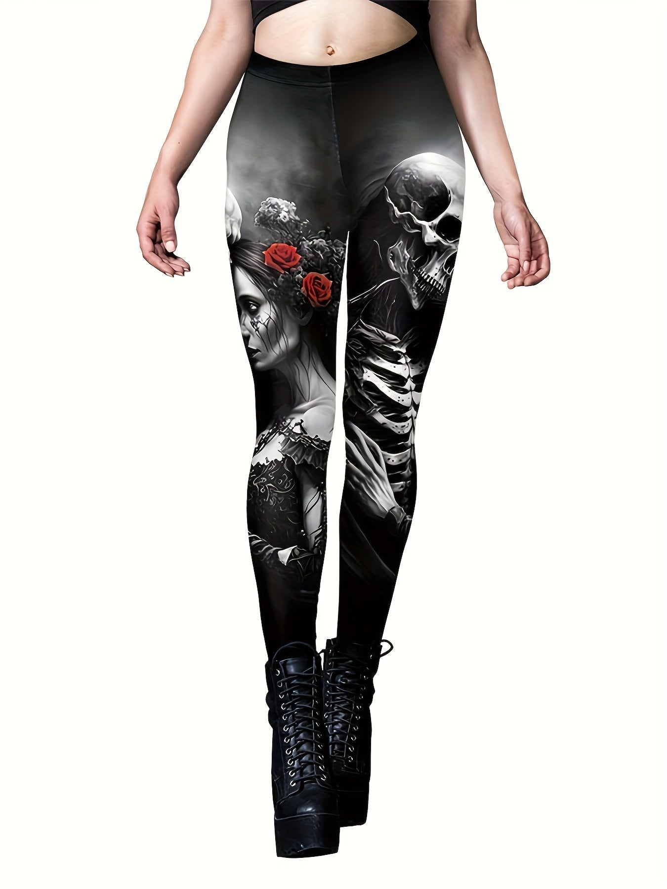 Spider Web Print High Rise Stretch Leggings