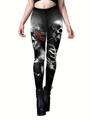Spider Web Print High Rise Stretch Leggings