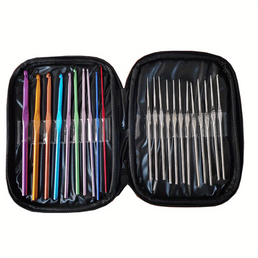 Multicolor Aluminum Crochet Hook Knitting Needles Set with Case
