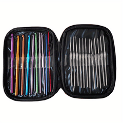 Multicolor Aluminum Crochet Hook Knitting Needles Set with Case