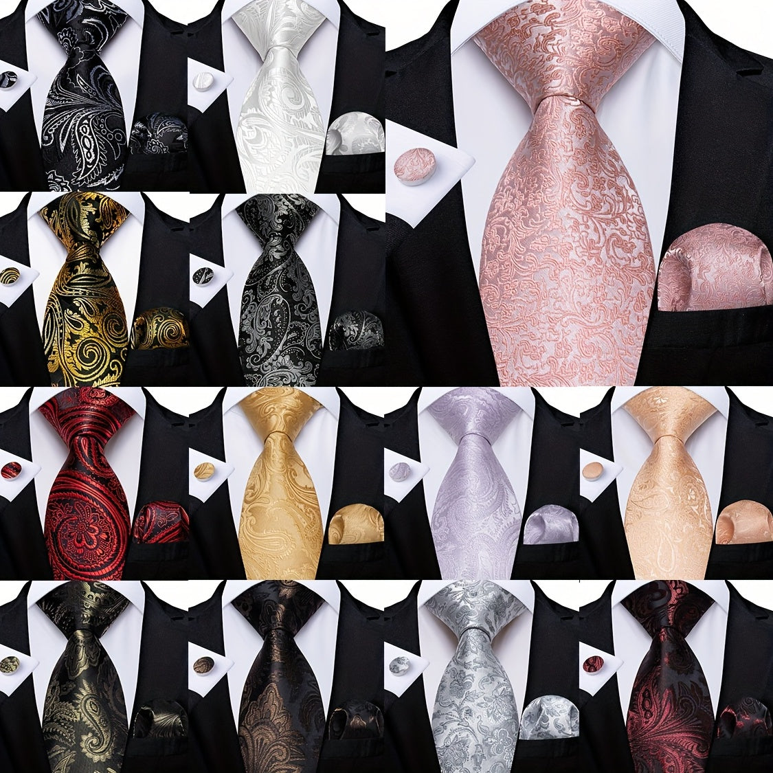 Men's Tie Paisley Wedding Tie For Men Set