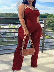 Casual Cami Jumpsuit Women's Plus Solid