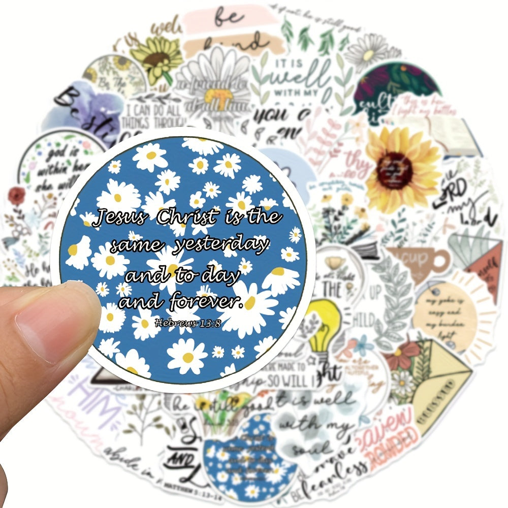 50pcs Bible Phrase Vinyl Decals Waterproof Stickers Pack for Kids Teens