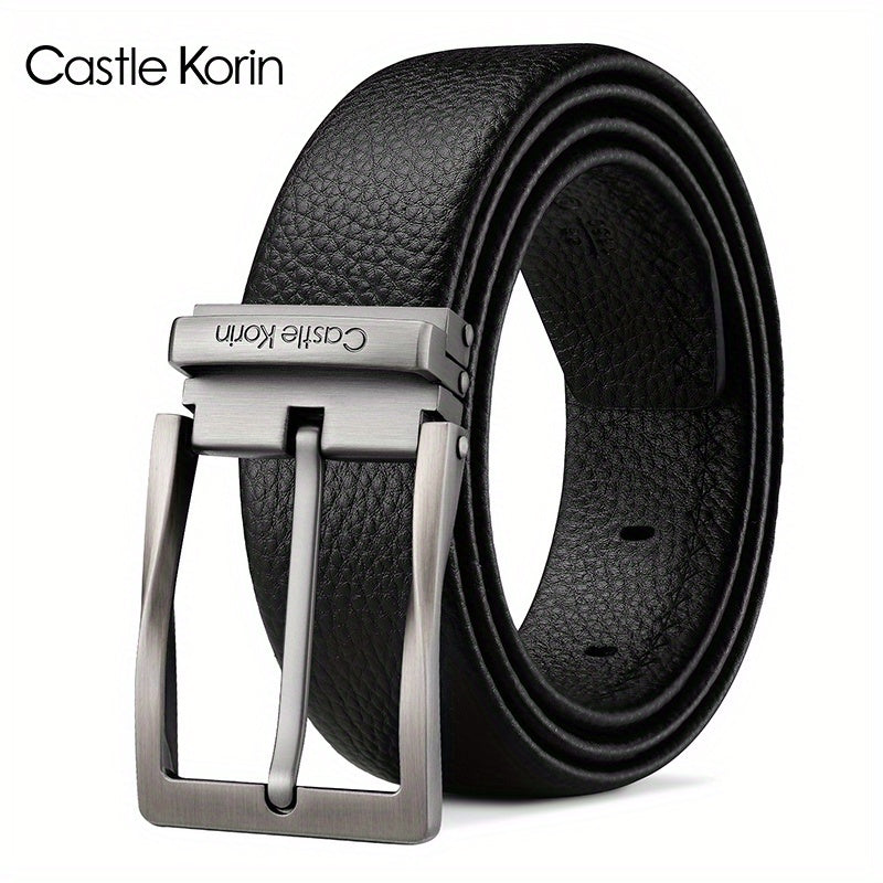 Men's Cowhide Leather Belt Needle Buckle Business Casual