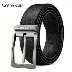 Men's Cowhide Leather Belt Needle Buckle Business Casual