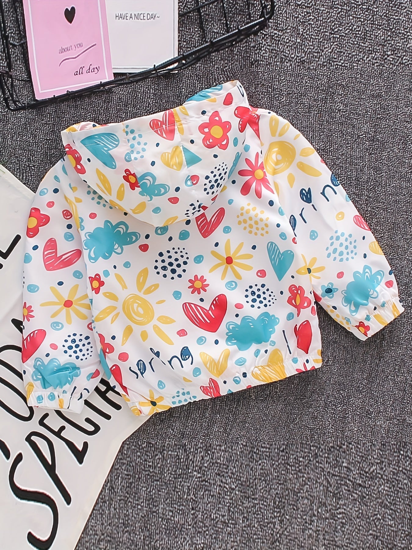 Toddler Girls Tie Dye Heart Hooded Jacket Casual Coat