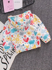 Toddler Girls Tie Dye Heart Hooded Jacket Casual Coat