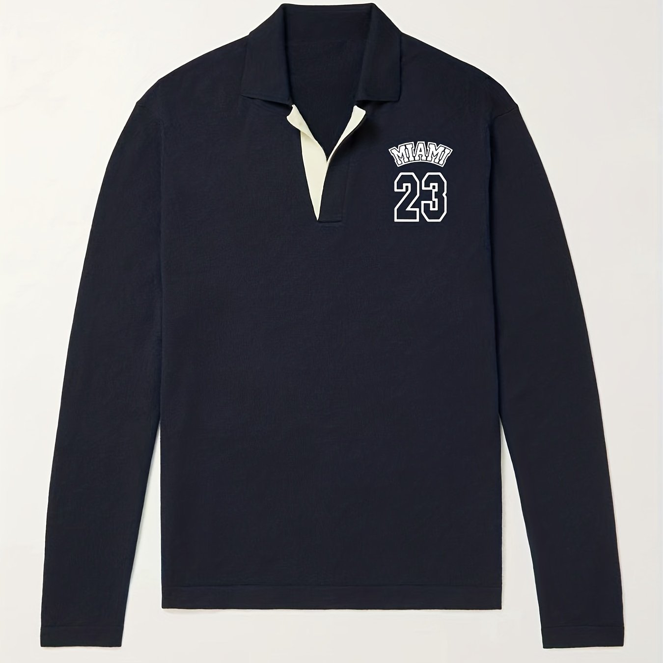 Miami 23 Knit Polo Shirt Men's V Neck Pullover Sweater