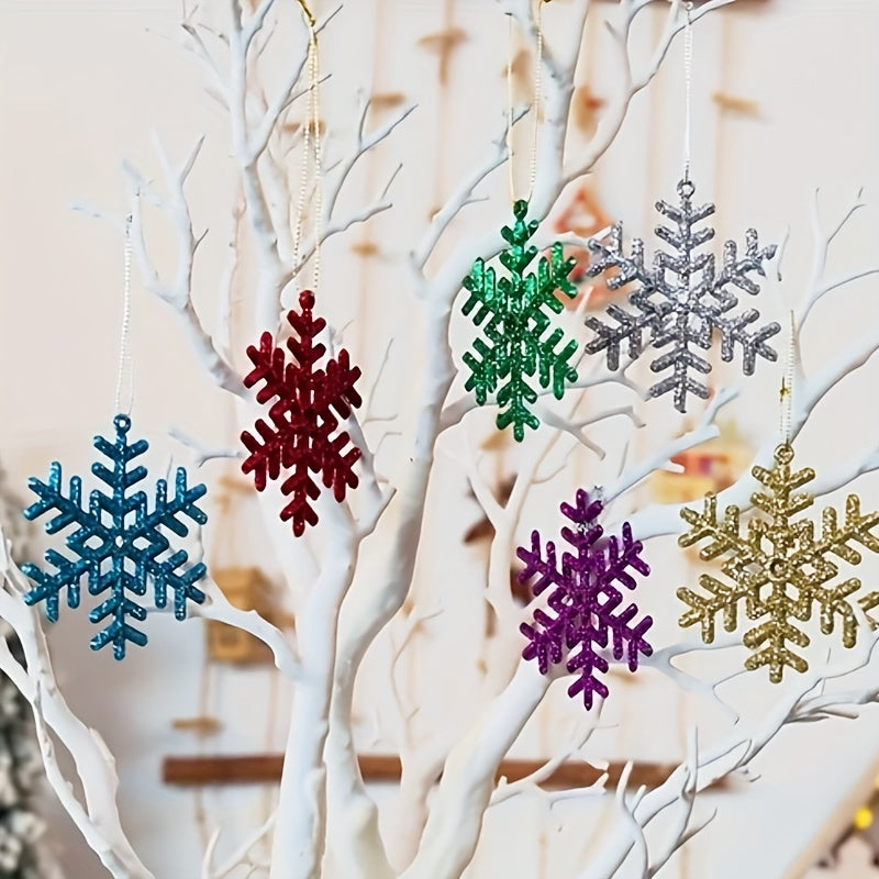 6pcs Christmas Snowflake Pendants Xmas Tree Decorations