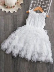 Toddler Girls Flower Embroidery Tutu Party Dress