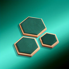 3Pcs Hexagonal Bamboo Jewelry Display Plate & Rack Set