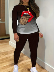 Lip & Ombre Print Top & Leggings Set