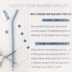 3pcs Reusable Silicone Curved Straws for 32-40oz Tumblers with Carrier Bag