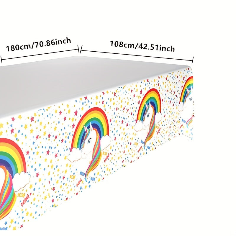 Candy Rainbow Unicorn Tablecloth for Birthday Party