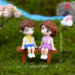 3pcs Couple Garden Decor Set for Micro Landscaping