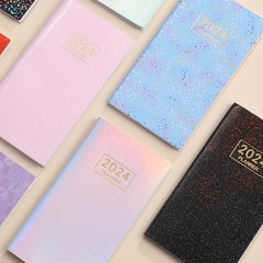 A6 Laser English Schedule Book Colorful Star Cover Weekly Calendar Plan Book