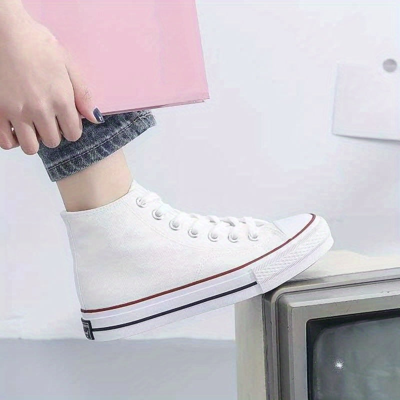 High Top Canvas Sneakers Lace Up Comfortable Shoes