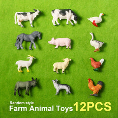12pcs Mini Farm Animal Plastic Toys, Lifelike Farm Animal Figurines for Garden