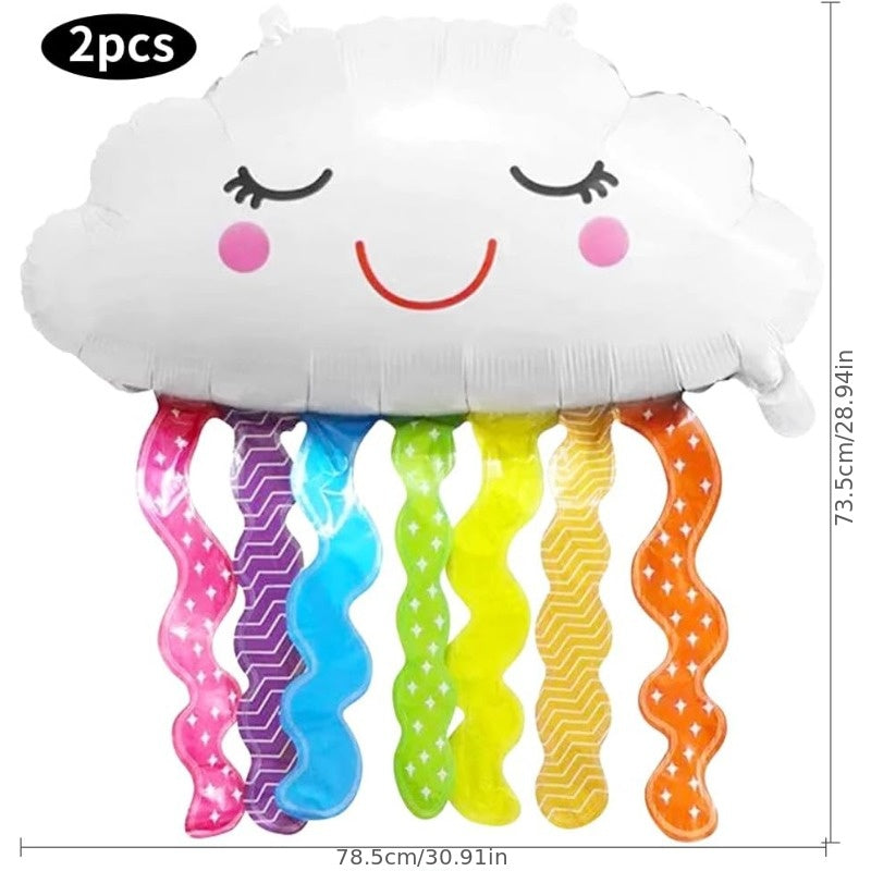 8pcs Cloud Rainbow Sun Smiling Tassels Foil Balloons for Baby Shower Birthday