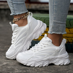 Solid Breathable Comfortable Heighten Chunky Sneakers for Women