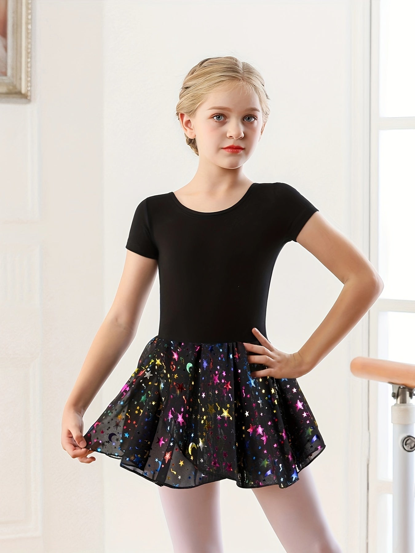 Girls Cotton Sequin Tutu Dress Ballet Leotard