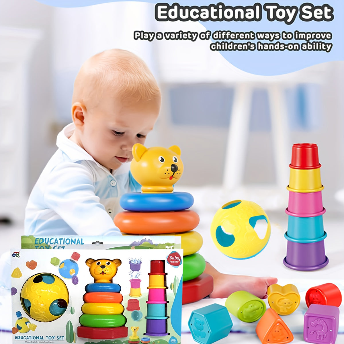 Stacking & Nesting Cups Toy Set Sensory Play Early Learning Plastic Novelty Toy